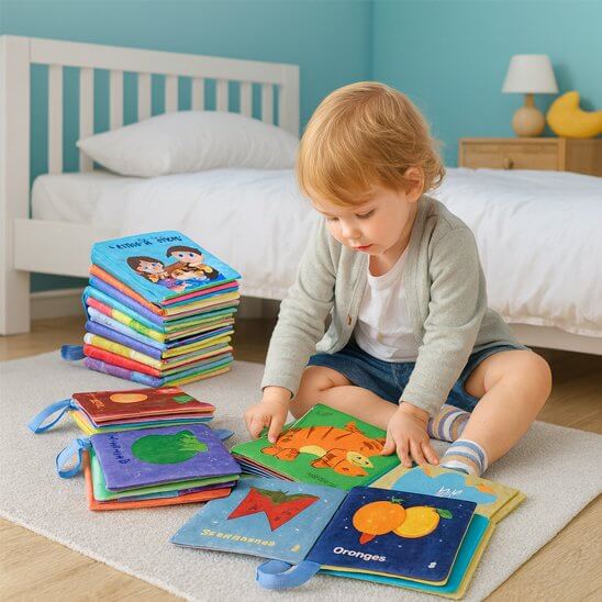 Livre bebe en tissus | Interactif Sensoriel - Maternitesolution