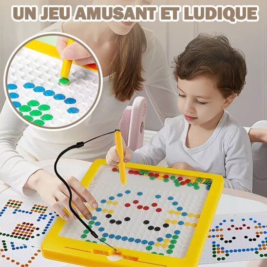 Tablette pour dessiner enfant utilisée par un enfant pour créer des dessins colorés, stimulant créativité et motricité.