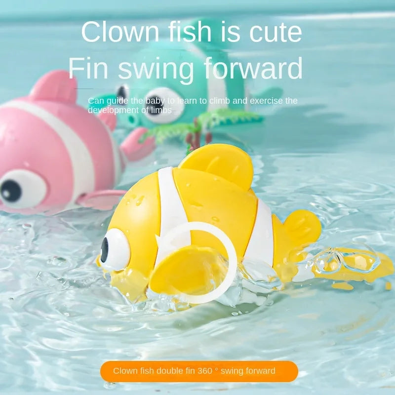 Baby Bath Toys Cute Swimming Fish Cartoon Animal Floating Wind Up Toys Water Game Classic Clockwork Toys For Toddlers Maternitesolution