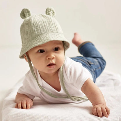 2022 New Autumn Baby Sun Hat Children Outdoor Rabbit Ear Beach Caps Boy Girl Panama Hat Unisex Beach Bucket Hats Bunny Hat Maternitesolution