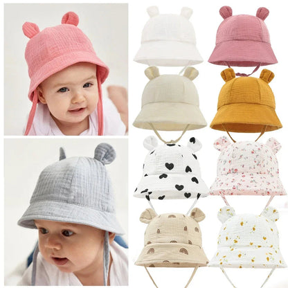 2022 New Autumn Baby Sun Hat Children Outdoor Rabbit Ear Beach Caps Boy Girl Panama Hat Unisex Beach Bucket Hats Bunny Hat Maternitesolution