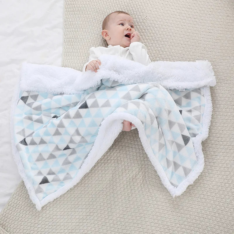 Baby Blanket Warm Fleece Thermal Newborn Soft Stroller Sleep Cover Infant Bedding Swaddle Wrap Soft Washable Thick Blanket Quilt Maternitesolution