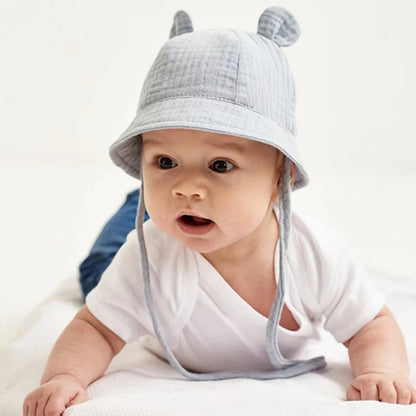 2022 New Autumn Baby Sun Hat Children Outdoor Rabbit Ear Beach Caps Boy Girl Panama Hat Unisex Beach Bucket Hats Bunny Hat Maternitesolution