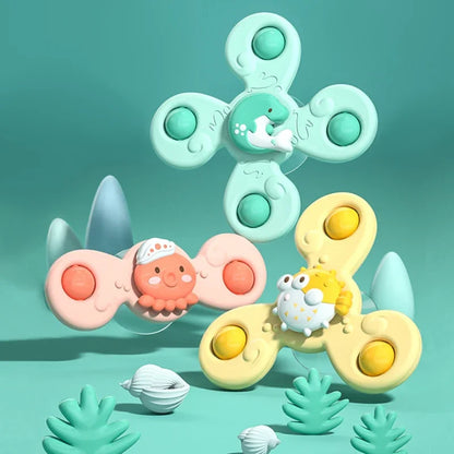 Montessori Baby Bath Toys For Boy Children Bathing Sucker Spinner Suction Cup Toy For Kids Funny Child Rattles Teether Maternitesolution