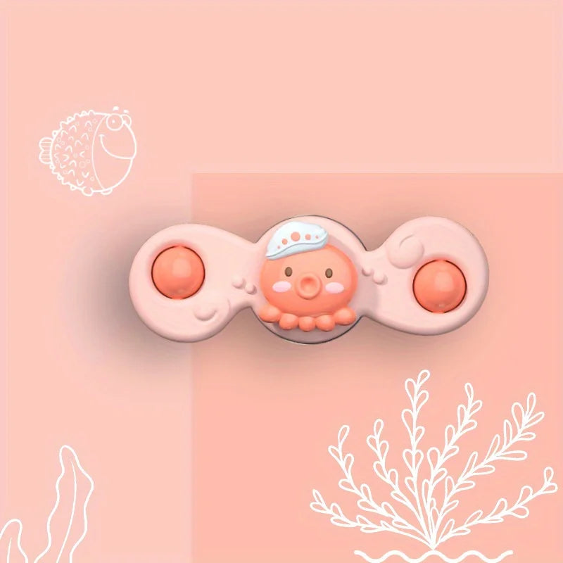 1PC Baby Cartoon Sea Animal Spinners Toy ABS Suction Cup Spinning Top Gyro Stress Reliever Kids Bath Toys Maternitesolution