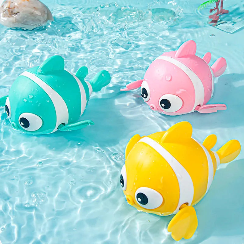 Baby Bath Toys Cute Swimming Fish Cartoon Animal Floating Wind Up Toys Water Game Classic Clockwork Toys For Toddlers Maternitesolution