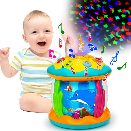 Baby Toys 1-3 Years Babies Ocean Light Rotary Projector Musical Toys Montessori Early Educational Sensory Toys for Toddler Gifts Maternitesolution