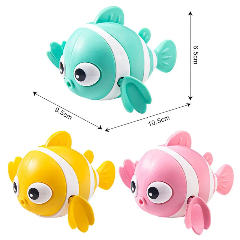 Baby Bath Toys Cute Swimming Fish Cartoon Animal Floating Wind Up Toys Water Game Classic Clockwork Toys For Toddlers Maternitesolution