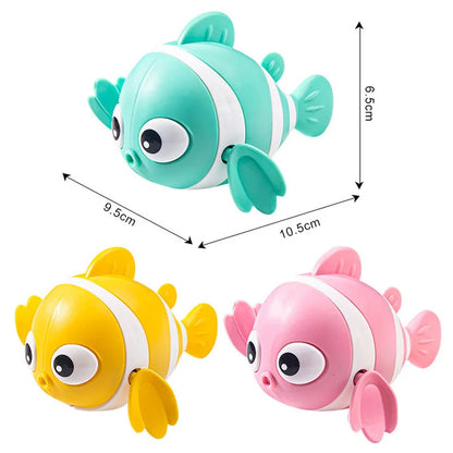 Baby Bath Toys Cute Swimming Fish Cartoon Animal Floating Wind Up Toys Water Game Classic Clockwork Toys For Toddlers Maternitesolution