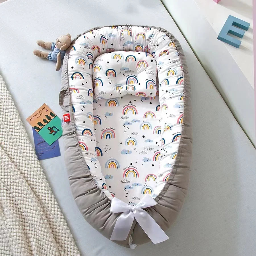 Baby Nest for Co Sleeping Newborn Baby Lounger Cotton Breathable Adjustable Baby Crib In Bed Portable Maternitesolution