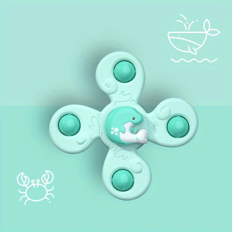 1PC Baby Cartoon Sea Animal Spinners Toy ABS Suction Cup Spinning Top Gyro Stress Reliever Kids Bath Toys Maternitesolution