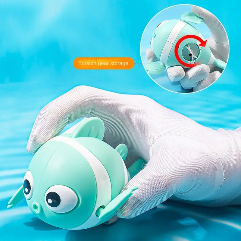 Baby Bath Toys Cute Swimming Fish Cartoon Animal Floating Wind Up Toys Water Game Classic Clockwork Toys For Toddlers Maternitesolution