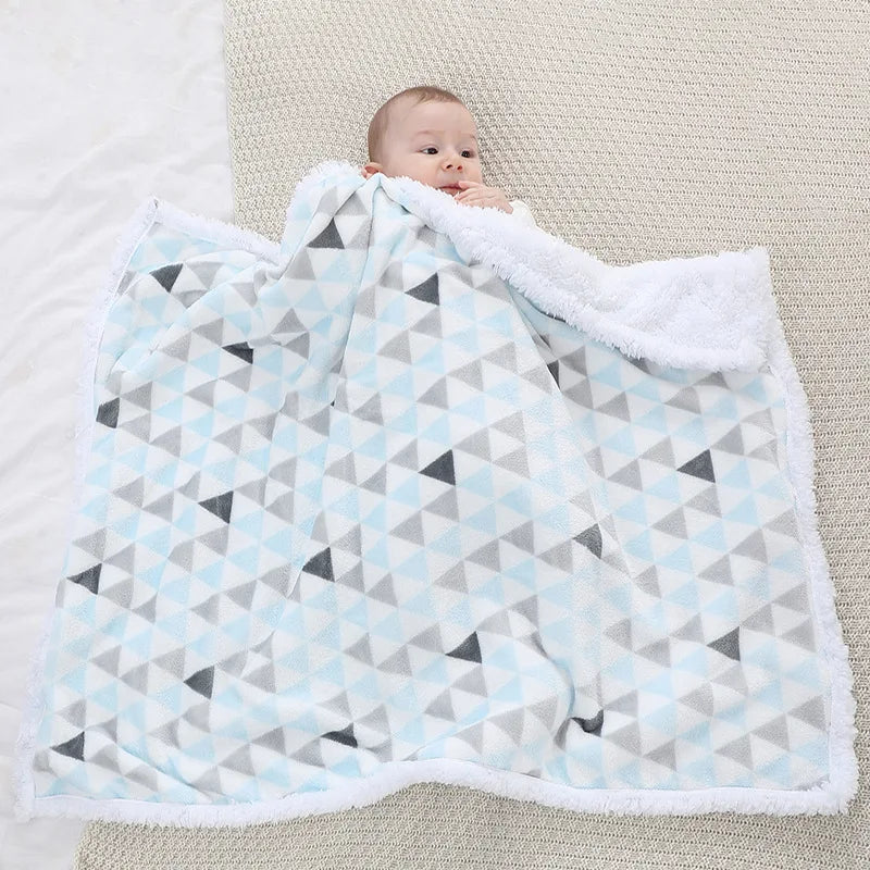 Baby Blanket Warm Fleece Thermal Newborn Soft Stroller Sleep Cover Infant Bedding Swaddle Wrap Soft Washable Thick Blanket Quilt Maternitesolution