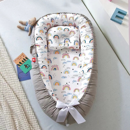 Baby Nest for Co Sleeping Newborn Baby Lounger Cotton Breathable Adjustable Baby Crib In Bed Portable Maternitesolution