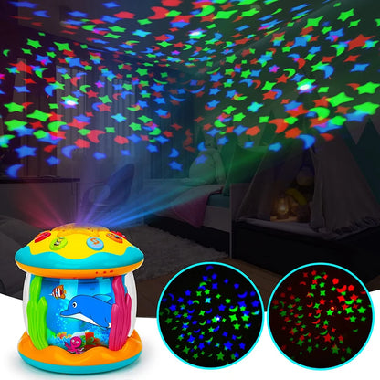 Baby Toys 1-3 Years Babies Ocean Light Rotary Projector Musical Toys Montessori Early Educational Sensory Toys for Toddler Gifts Maternitesolution
