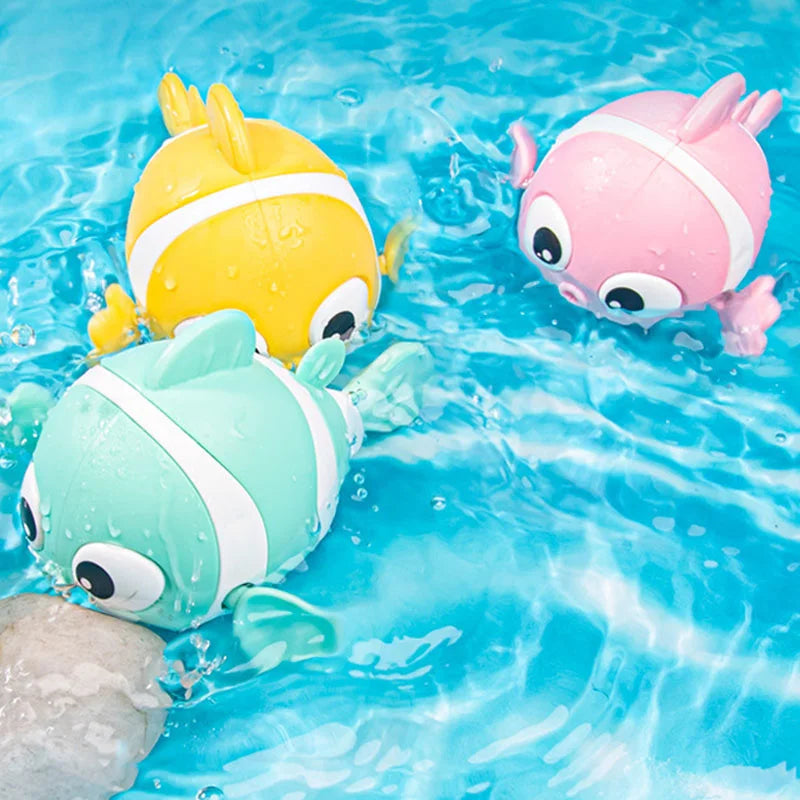 Baby Bath Toys Cute Swimming Fish Cartoon Animal Floating Wind Up Toys Water Game Classic Clockwork Toys For Toddlers Maternitesolution