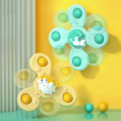 Montessori Baby Bath Toys For Boy Children Bathing Sucker Spinner Suction Cup Toy For Kids Funny Child Rattles Teether Maternitesolution