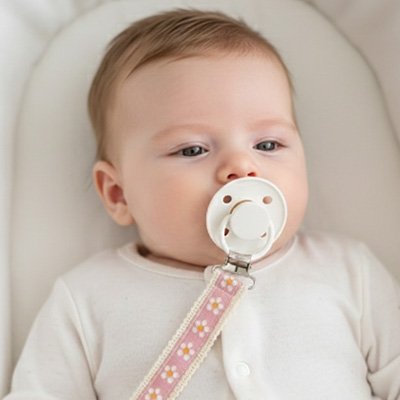 Attache tetine pratique pour maman en promenade avec bébé en poussette