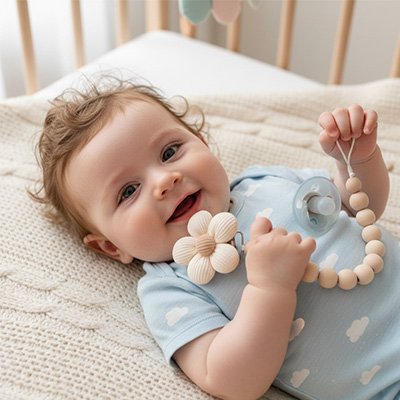 Attache tetine pastel colorée, cadeau naissance idéal pour jeunes parents 