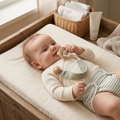 Attache tetine mignonne portée par un bébé souriant pour un quotidien serein