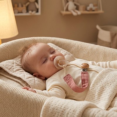 Attache tetine mignonne vue de près, perles colorées et clip sécurisé
