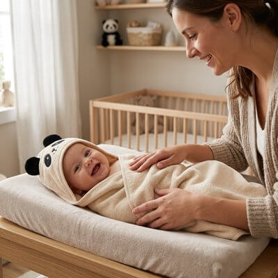 Cape de bain bébé- idée cadeau maternité
