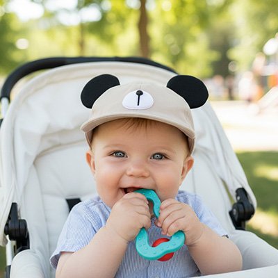 Casquette pour bebe garcon avec design panda, idéal pour protection UV et look adorable.