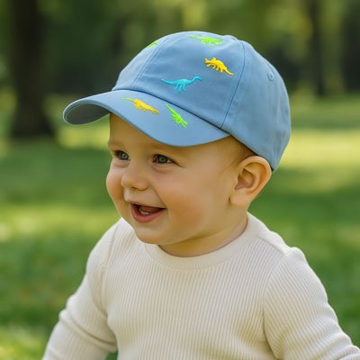 Casquette pour bebe enfant joyeux avec sa casquette bleu