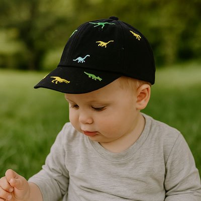 Casquette pour bebe noir avec motif