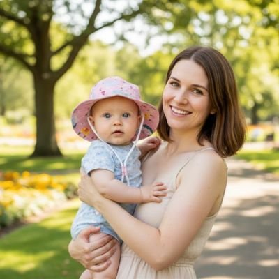 Chapeau bebe-maman tenait debout bebe