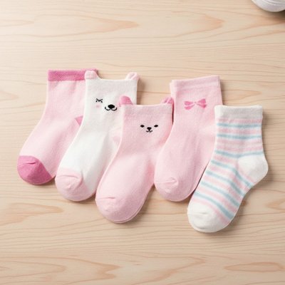 Chaussettes bebe colorées pour garder les petits pieds au chaud, avec motifs mignons de ours et rayures.