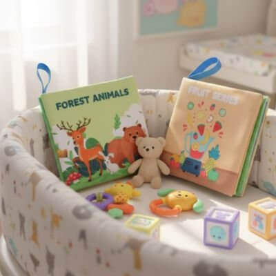 Livre bébé en tissu | Éveil Sensoriel - Maternitesolution
