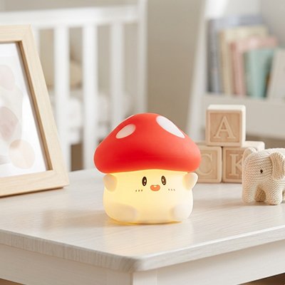 Veilleuse musical pour bebe en forme de champignon, douce lumière pour apaiser les nuits de bébé.